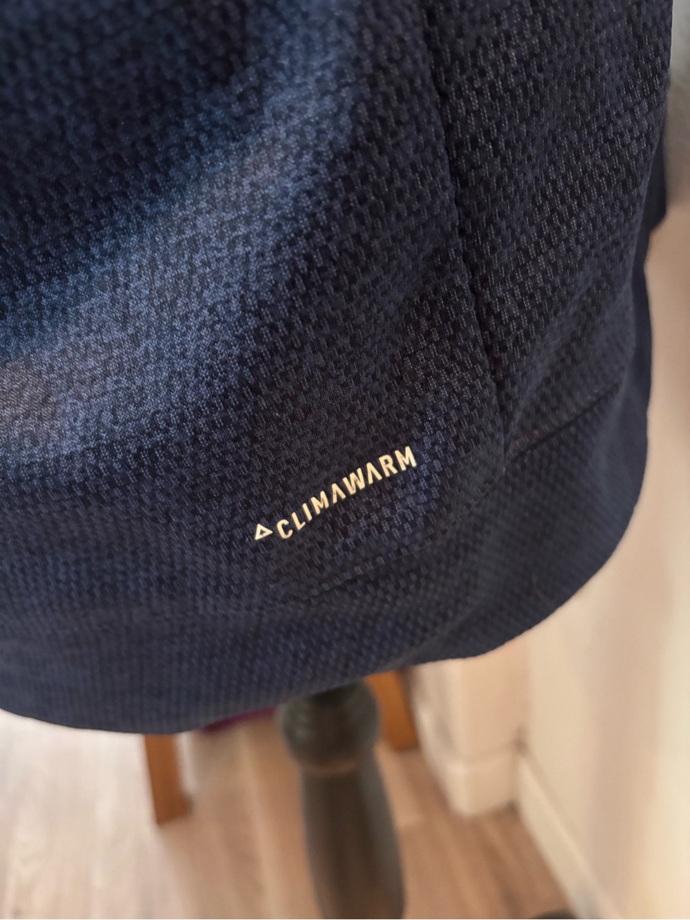 adidas Navy Blue Climawarm Hoodie with White Logo SZ L. - Picture 7 of 7